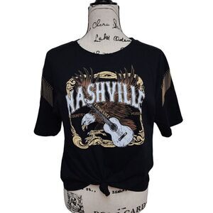 🦅🎸 Nashville Country Music Cowgirl Fringe Tie Concert T-shirt Tee Top M NWT